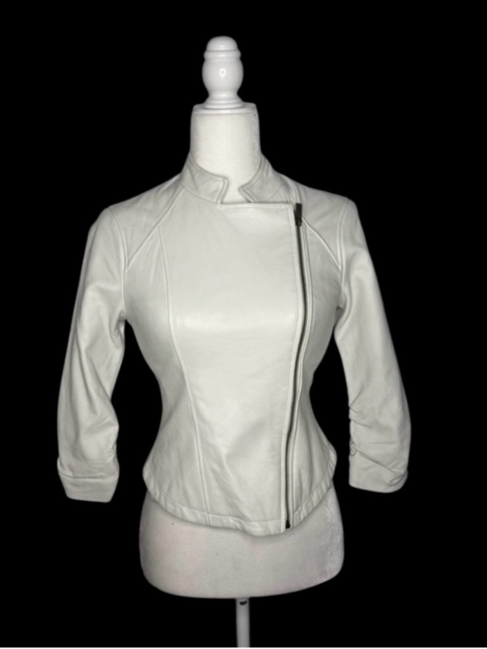 bebe Cream Cropped Leather Jacket - Picture 9 of 13